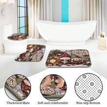 1pc/4pcs Patterned Multi-Functional Bathroom Decor Shower Curtain Set Free 12 Hooks Premium Holiday Atmosphere Bathroom Mat U-Shaped Floor Mat And Round Toilet Lid Cover Suitable For All Scenes Decoration Bathroom Set - Couple's Dwarf Figurines - View 6