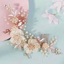 1pc Leaf Pattern Ditsy Floral Elegant Party Alloy Hair Comb Bridal Wedding Hair Accessory All Seasons - Gold - View 2