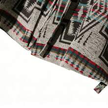 Men's Spring/Autumn/Winter Wool Blend Jacket, Vintage Geometric Pattern Loose Tie-Front Casual Jacket - Multicolor - View 8