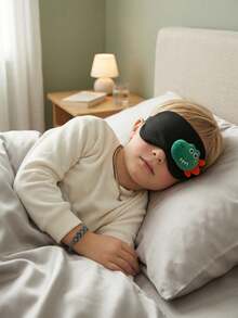 1pc 5-10Y Teenager 3D Cute Cartoon Dinosaur Sleep Eye Mask, All Black Eye Protection Sleep Mask, Nap Light-Blocking Eye Cover, Airplane Travel Eye Mask, Multi-Function Sleep Eye Mask - Multicolor - View 5