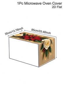 1pc Christmas Microwave Oven Cover, Bow&Christmas Ball, Poinsettia Design Polyester Household Kitchen Microwave Oven Dust Cover, Perfect For Holiday Kitchen Decor & Appliance Protection, Christmas Decoration, 2D Flat - Multicolor - View 27