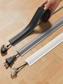 1 Roll Self-Adhesive Cable Protector, Designed For Power Cord Management, White Cover And Base, Prevents Cable Tangling On Floors, Walls And Desktops - Multicolor - View 3