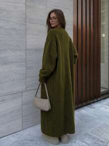 SEREN New Autumn/Winter Knit Cardigan, Loose Casual Buttonless Design, Long Sweater Jacket, Suitable For Urban Commuting And Outdoor Wear - Army Green - View 6