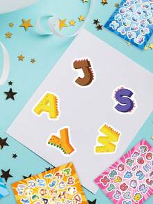 8 Sheets Paper DIY Alphabet Splicing Stickers, Cartoon Letter Pattern, Early Education ABC Learning Activity, Build Your Own Letter Combinations, Ideal For Gift, Party Favor, Kids Interactive Handcraft Toy Stickers & Classroom Teaching - Multicolor - View 9