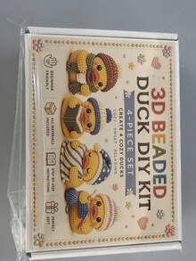1套可愛3D串珠鴨子DIY套組，季節性鴨子圖案，卡通迷你人偶風格，壓克力珠手工套組附針、線與說明書，手工展示藝術套組，適合桌面裝飾、萬聖節禮物、手工愛好者、返校季 - 彩色 - 查看 14
