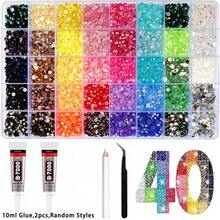 40 Colors Resin Flat Back Rhinestone Kit With Full DIY Accessories, Multi-Color 5.5mm Handmade DIY Rhinestone Decorative Material, Suitable For DIY Clothing, Cup Decoration, Diamond Painting, Versatile Application - 40 Slots - View 7