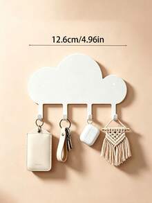 1pc Cloud HOME Wall-Mounted Key Holder, Entryway Hook Storage Rack, Key Hook Decor, No Drilling, Home Living Room Decoration - Multicolor - View 7