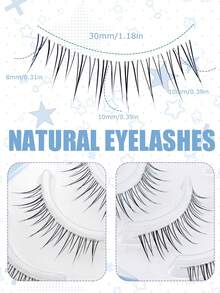 5 Pairs Japanese Manga Style Pointed Tail Transparent Invisible Stem False Eyelashes, Natural Sweet Fresh Soft Lightweight Realistic Lashes For Dating Travel Portable Pack - Black - View 4
