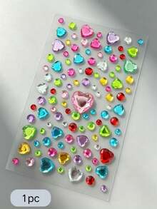 1pc Colorful Star & Heart Mixed Rhinestone Face Decorative Stickers, Multi-Color Star & Heart Round Rhinestone 2 Styles Optional, Self-Adhesive Glue-Free Eye & Cheek Embellishment, Music Festival Party Comic Convention Y2K Sweet Cool Vibe Makeup Decoration Stickers - Multicolor - View 7