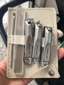 5pcs/Set - Professional High Carbon Steel Precision Nail & Toe Clipper Set, Includes Nail Clippers, Nail Files And Ear Pick, With Leather Portable Storage Case, Home Beauty Care Set, Travel Friendly Box, Fashion Design, Premium Precision Nail Clipper Leather Set - Nail Clipper Set - View 16