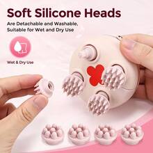 Hailicare Electric Scalp Massager 360° Rotating Kneading Massage Brush, Full Body Massage Device Suitable For Head, Neck, Shoulder, Arm, Waist And Leg, Red Light, Waterproof, USB Rechargeable - Rose Gold - View 7