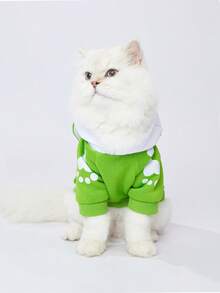 LUCKIE PAL 1pc Halloween Funny Skeleton Print Cute Cat Ear Hooded Sweatshirt For Chihuahua Small Dogs, Physical Flea Protection, Reduce Shedding, Insulated And Breathable Dog Clothing For Cats And Dogs Indoor/Outdoor - Green - View 6