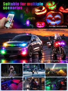 Wireless Remote Control RGB LED Flashing Light, Colorful Flashing Warning Light, Multi-Mode Car Interior Atmosphere Light, Rechargeable Car And Motorcycle Light, Car Accessories, Party Decoration, Christmas Halloween Gift - A - View 7