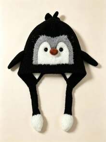 [Click To Sound] Penguin Hat Casual Round Top Style Winter Spring Ear Protection Essential Suitable For Parents And Children - Multicolor - View 9