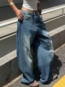Oversized Boyfriend Style Women's Casual Jeans Spring Fall - Dark Wash - View 4