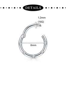 TOKRING 16G Clicker Septum Rings Hinged Hinged Nose Rings Hoop,Daith Cartilage Earring Clicker Septum Jewelry Hinged Lip Helix Rook Tragus Piercing Jewelry For Halloween Decoration - Silver - View 9