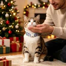 1pc Christmas Pet Collar, Dog Collar With Christmas Tree & Santa Claus Design, Cat Collar - Multicolor - View 2