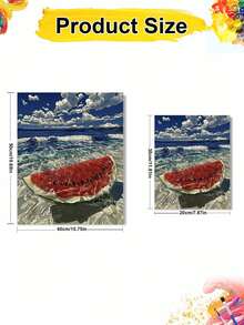 DIY Watermelon On Beach Ocean View (Frameless Or Framed 8x12 / 16x20 Inches) Paint By Numbers Kit(Acrylic) Arts & Crafts For Adult Beginners, Home Wall Decor, And Holiday Gifts - Sets - View 2