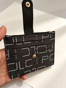 Letter Print Slim Card Holder, Portable Small Card Wallet, Coin Purse, Key Ring Card Holder - Multicolor - View 3