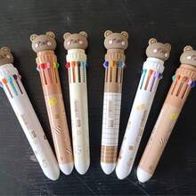 2支裝 10色熊熊動物造型圓珠筆，適合辦公室、學校使用，隨機顏色與圖案 - 彩色 - 查看 5