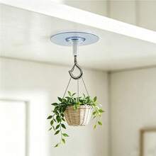 Heavy Duty Self-Adhesive Ceiling Hooks - PVC Drill-Free Hooks, Suitable For Hanging Balloons, Wind Chimes, Lights, Plants, Etc. - Multi-Functional Non-Damaging Wall Hooks, Suitable For Home And Commercial Use, Multi-Purpose | Adhesive Installation - Clear - View 7