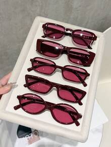 6pcs/Set Plastic Full Frame Classic Minimalist Fashion Glasses, Suitable For Women Driving, Vacation, Family Outings, Dating And Other Occasions - Multicolor - View 14