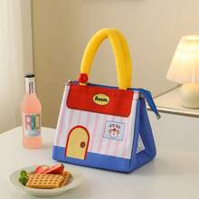 1 buah Tas Bekal Makan Siang Portabel Berinsulasi Kapasitas Besar, Tas Bekal Persegi Panjang Motif Rumah Lucu dan Estetis, Hadiah Natal, Tas Bekal Musim Dingin untuk Sekolah, Kerja, Liburan, dan Pelajar yang Dapat Digunakan Kembali - MultiWarna - View 15