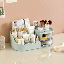 Large Capacity Countertop Makeup Organizer With Clear Sliding Drawers, Multi Compartment Skincare Cosmetic Storage Caddy, Desktop Vanity Holder For Makeup Brushes, - White - View 14