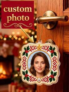 2D Flat Customized Pet/Portrait Painting Set Christmas Hanging Ornament, Personalized Pet/Family Photo, Suitable For Christmas Tree, Window, Home Decor, Christmas Birthday Gift For Women - Multicolor - View 8
