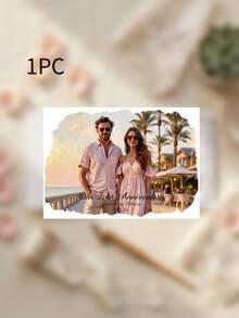 1/3pcs Custom Photo And Text Watercolor Greeting Card,Personalized Pet Or Portrait Card, Frameable Keepsake Art Gift - Multicolor - View 8