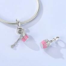 1 Pieces Original Design Silvery Color Honey Cake Charms Beads Colored Glaze Cubic Zirconia Inlay DIY Making For Women Fits Original Bracelet - Multicolor - View 3