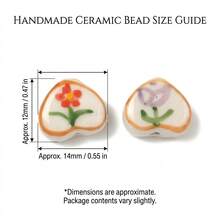 6pcs Hand-Painted Heart-Shaped Ceramic Beads, Floral Pattern Decorative Beads, Sweet Hand-Painted Flower Decorative Beads, Suitable For DIY Bracelets, Necklaces, Earrings And Other Jewelry Making And Handicrafts - Color Mixing - View 4