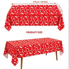 1pc Valentine's Day Red Hand Drawn Heart Tablecloth, Rectangular Disposable Table Cover For Romantic Party Decor For Wedding, Anniversary, Valentine Party Decor - Multicolor - View 3