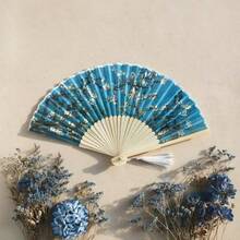 1pc Women's Handheld Fan, Vintage Pattern Design, Bright Color Retro Style, Lightweight & Portable, Suitable For Daily Use, Outdoor Activities And Party Occasions, Ideal Fashion Accessory Choice - Hand Fan - View 10