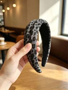 4PCS/1pc Fashionable New Maillard Vintage Leopard Print Wide Textured Fabric Headband, Autumn/Winter Versatile Non-Slip Hair Accessory For Women, Daily Commute Minimalist Hair Accessory - Multicolor - View 3