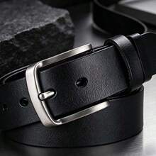 Men's Buckle Belt, Versatile Belt Suitable For Various Pant Styles, Fashionable Leather Belt, Men's Clothing Accessory, Durable Alloy Buckle, Suitable As A Gift - Black - View 3