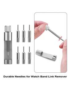 6pcs Watch Band Repair Tool Set, Professional Watch Band Removal Tool, Watch Band Accessories, Watch Accessories, Professional Watch Pin Removal Set, Watch Band Length Adjuster, Watch Chain Removal Tool, Watch Band Pin Removal Tool, Practical Watch Repair Tool Set, Compatible With Most Traditional And Smart Watch Bands, Durable Metal Watch Repair Tool, High-Quality Gift For Professional Watchmakers Or Watch Enthusiasts - Silver - View 3