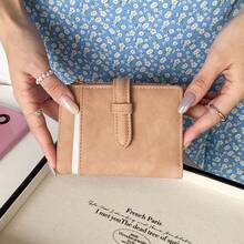 Minimalist Bifold Wallet With Buckle, Multiple Card Slots, Zippered Coin Pocket - Multicolor - View 8