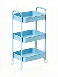 1 Pack 3-4Tier Heavy-Duty Metal Rolling Utility Cart, Modern Solid Color Freestanding Mobile Storage Organizer Trolley With Raised Edge For Kitchen Bathroom Living Room Office, Christmas Thanksgiving Home Organization Gift - Multicolor - View 15