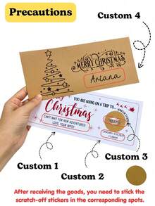 Personalized Christmas Scratch-Off Surprise Card With Envelope, Custom Name & Message Travel Reveal Card, Christmas Greeting Card,Holiday Gift Reveal,Secret Vacation Surprise,Family Couple Friend Gift,Thank You Cards For Business - Multicolor - View 4