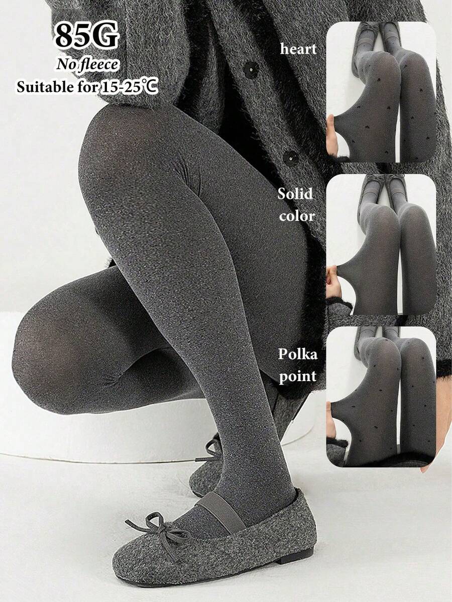 3 Pairs Women's Mixed Grey High Waist Non-See Through Stirrup Leggings, High Elasticity Basic Tights, Suitable For Daily Wear - Multicolor - View 1