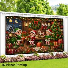 1 Piece Of 2D Flat Banner Background Cloth, Christmas Elf Studio, Outdoor Decoration For Large-Scale Festivals Is Easy To Hang, Suitable For Room And Garden Decoration, Without Electricity, Suitable For Many Occasions And Festivals. - 1 - View 6