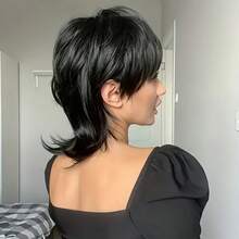 Halloween Mullet Wig For Men And Women, 70s 80s Pop Rock Style, Unisex Adult Fancy Dress Costume Party Wig - Natural Black - View 3