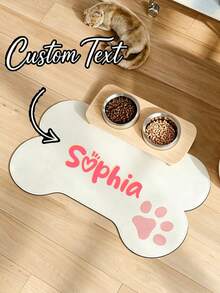 Personalized Dog Food Mat, Dog Feeding Mat, Customizable Pet Name Dog Food Mat, Personalized Dog Bed Mat, Customizable According To Your Dog's Name, Pet Feeding Mat, Suitable For Dogs, Cats, Puppies Accessories - Multicolor - View 2