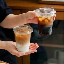 Heat-Resistant And Leak-Proof 16oz Coffee Cup With Lid, Perfect For Cold Brew Coffee, Iced Milk, Tea, Homemade Coffee, Fruit And Iced Tea Cold Drinks, Portable Commercial Takeout Cup For Camping And Team Use, Flip Lid Design, No Straw - Transparent - View 5