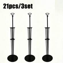 7/14/21pcs Black Balloon Table Stand Set With Round Base, Reusable Balloon Display Rack, Suitable For Tabletop And Floor Decoration, Balloon Decoration Accessories, Sturdy Balloon Column Stand, Suitable For Halloween, Wedding, Birthday Party, Baptism, Summer Events And Celebrations - Multicolor - View 17