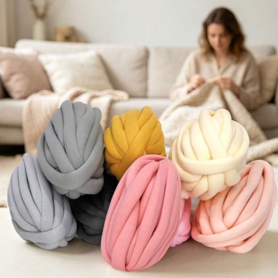 Core-Wrapped Chunky Icelandic Yarn, Soft Fluffy Thick Cotton Yarn, Suitable For Hand Knitting, DIY Craft Making Blankets, Pillows, Carpets, Skin-Friendly Anti-Pilling - 1 Piece - View 1