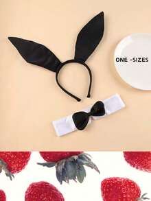 2/3/4/5pcs Adult Plush Rabbit Ear Headband Set, Rabbit Cosplay, Christmas Halloween Easter New Year, Cute Charming Party Costume Photo Props - Black - View 5
