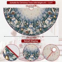 1pc Blue Snowman Pattern Christmas Tree Skirt, Elegant Color Holiday Decor, 5 Sizes, Unisex Holiday Gift, Suitable For Home And Party Christmas Home Decoration - Blues Snowman - View 9