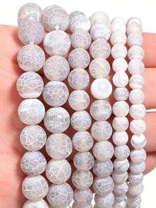 1 Strand Natural Grey Weathered Agates Stone Beads Round Loose 6/8/10MM DIY Handicraft Jewelry Bracelet Necklace Making DIY - Grey - View 3